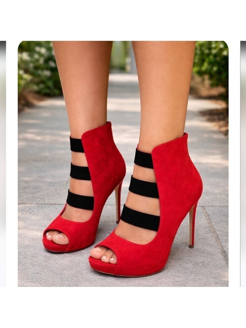 Dollhouse Spyglass Red Open Toe Heels, Size 11